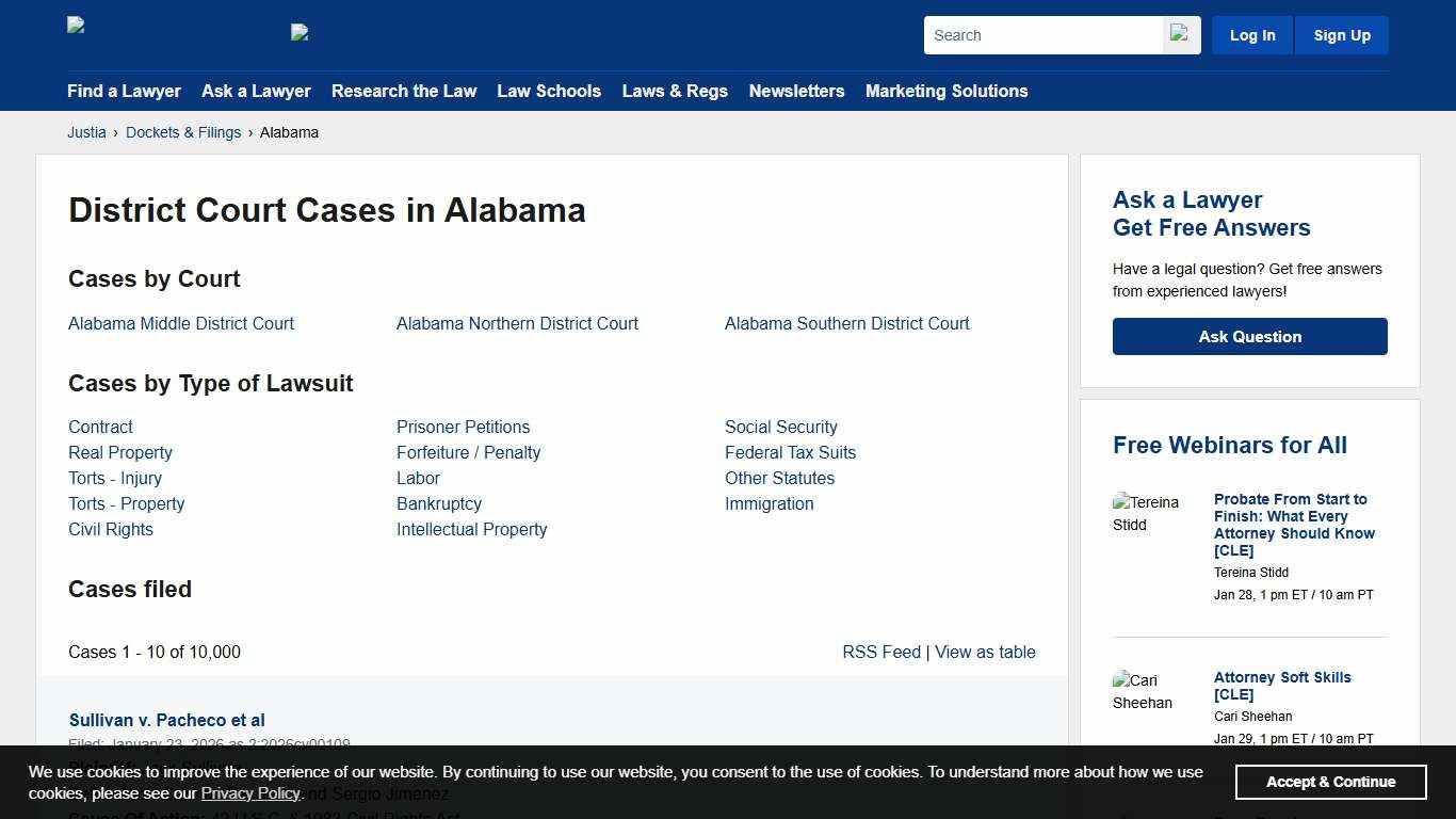 Cases, Dockets and Filings in Alabama Justia Dockets & Filings